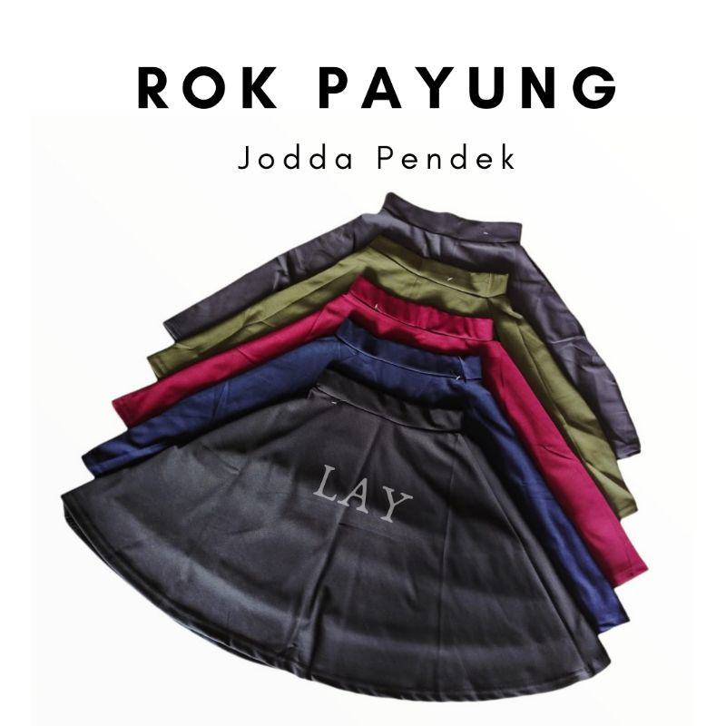 Rok Payung Scuba Pendek / Rok Jodda Flare Skirt Premium / Rok wanita/ Rok Kerja