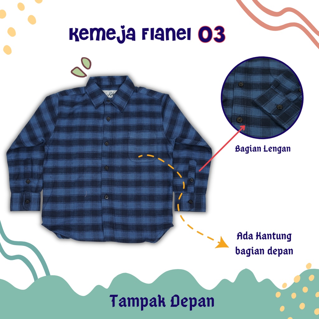 KAHF Baju Kemeja Anak Lengan Panjang Flanel Kotak Kotak Cowok/Pria 1-10 Tahun I KAHF Flannel Shirt K