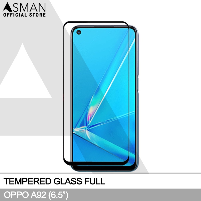 Tempered Glass Full OPPO A92 (6.5&quot;) | Anti Gores Kaca - Hitam