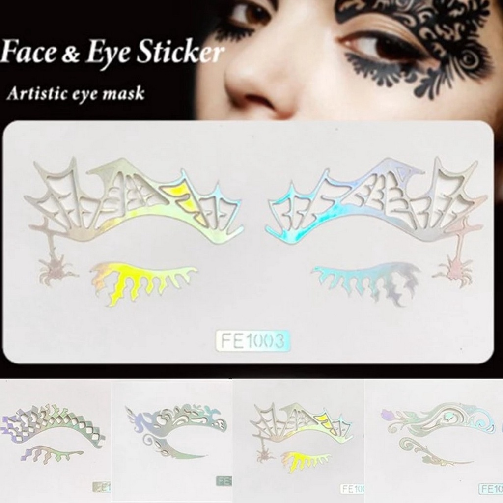 CSP102 Eyeliner Sticker Metalik Pesta Halloween Cosplay Instan