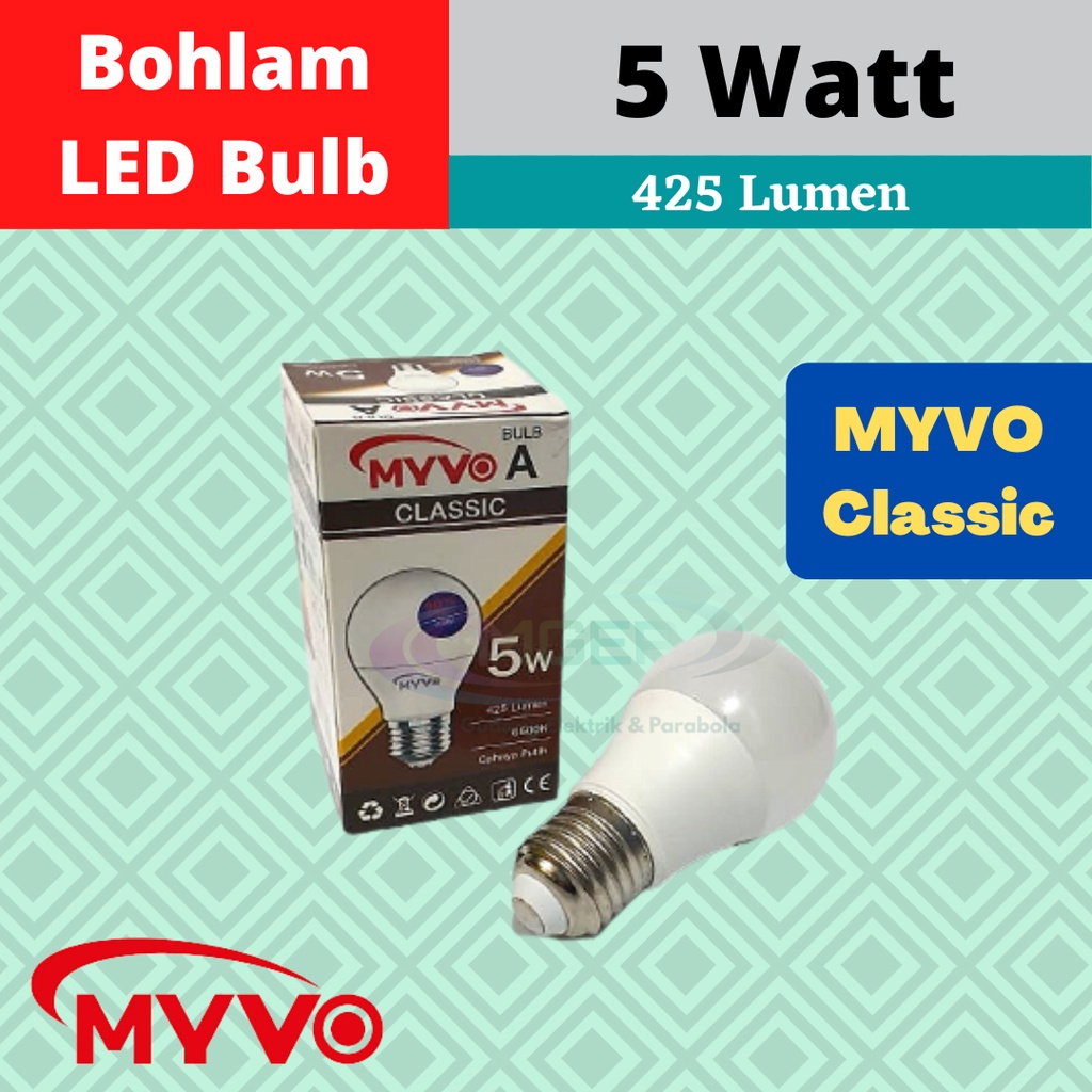 Myvo Classic Lampu Bohlam LED 5 Watt Murah Terang Bergaransi LED BULB