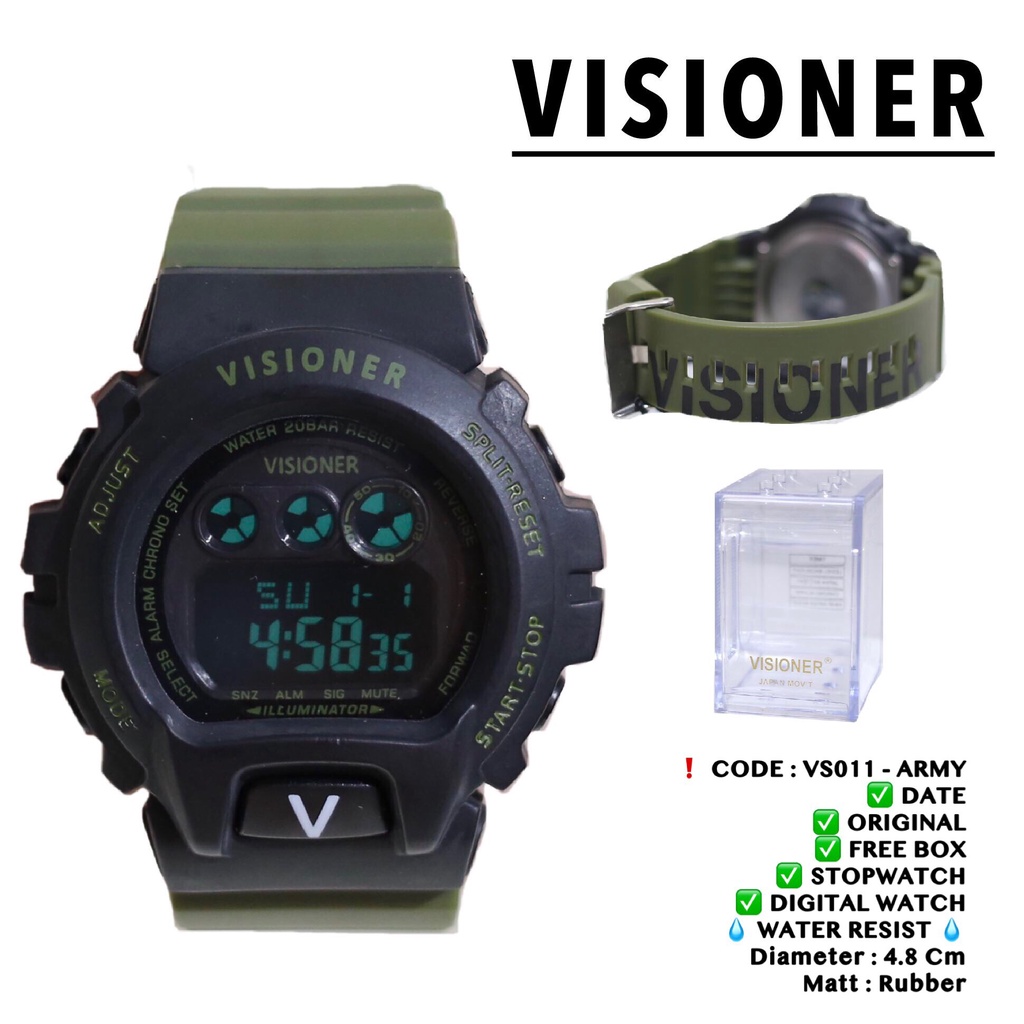 Jam tangan digital pria VISIONER Original anti air sporty free box VS011