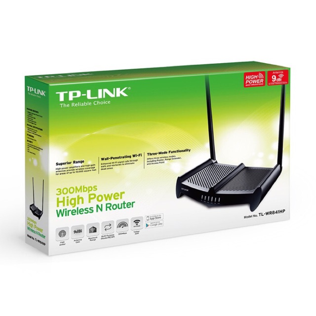 TP-LINK TL-WR841HP N300 High Power Wi-Fi Router 300Mbps at 2.4GHz 1000mw 5 10/100M 2 9dBi antena