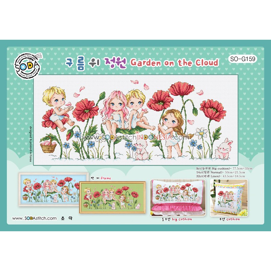 Paket DIY Craft Sulam Kristik Strimin Cross Stitch Sodastitch SO-G159 - Garden On The Cloud Bunga