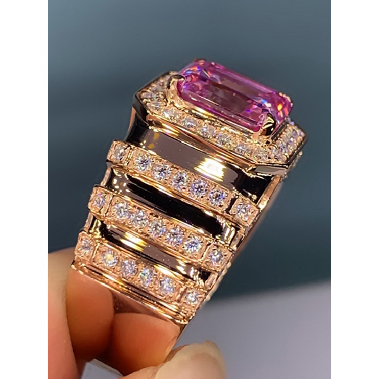 Cincin Wanita Hias Cubic Zirconia Warna Pink Untuk Pesta Pernikahan