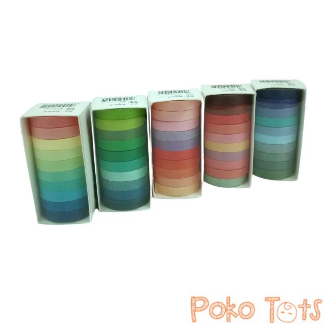 PMM Masking Tape 10pcs Box Solid Colors Masking Tape Warna-Warni