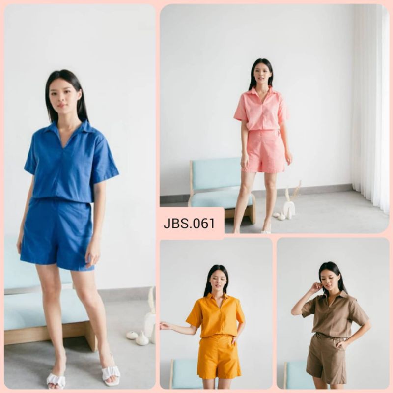 Setelan linen/setelan linen premium/setelan celana pendek/JBS.061