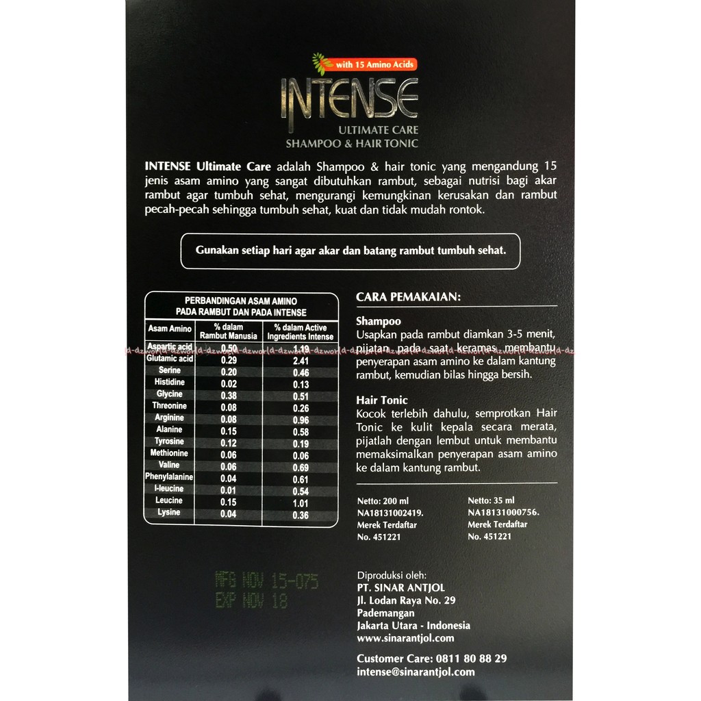 Intense shampoo dan Hairtonic penyubur rambut Hair Tonic Hair Tonik 1set