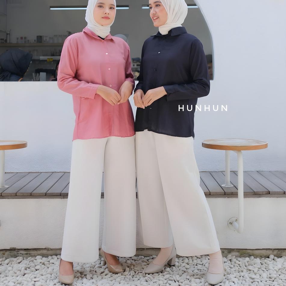 Dijamin Miring harga.. Baju Kemeja Polos Kerja Kantor Atasan Wanita Lengan PANJANG Karet Cewek Remaj