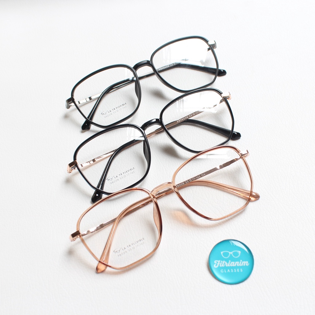 Frame Kacamata Kotak Minus 98008 (Normal s/d -16.00) Lensa Tipis / Standar (Murni - Photocromic - Bl