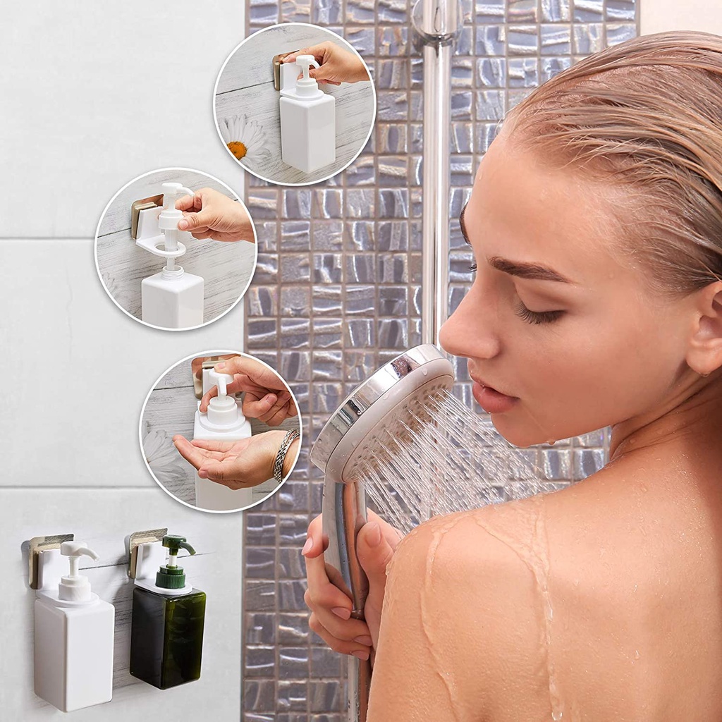 Punch-free Self-adhesive Seamless Shower Gel Hanger /Shower Gel Bottle Rack /Wall Mounted Shampoo Holder/ Soap Hand Sanitizer  Toilet Organizer Shelf/Bathroom Storage Rack