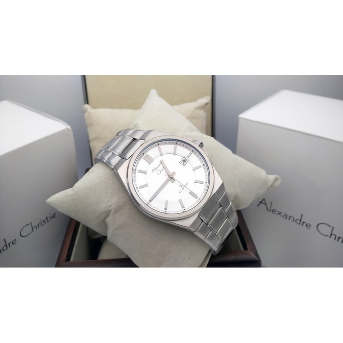 Jam Tangan Wanita Alexandre Christie AC 8506 Silver White Original