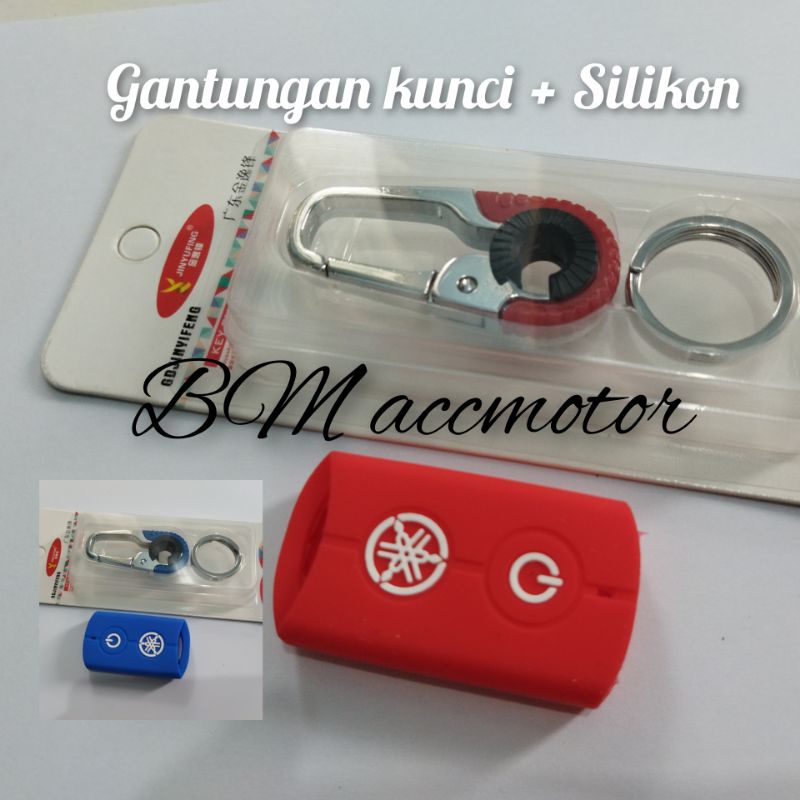 Paket Silikon Remot Yamaha FAZZIO Xmax nmax Aerox Lexi + Gantungan kunci motor Carabiner