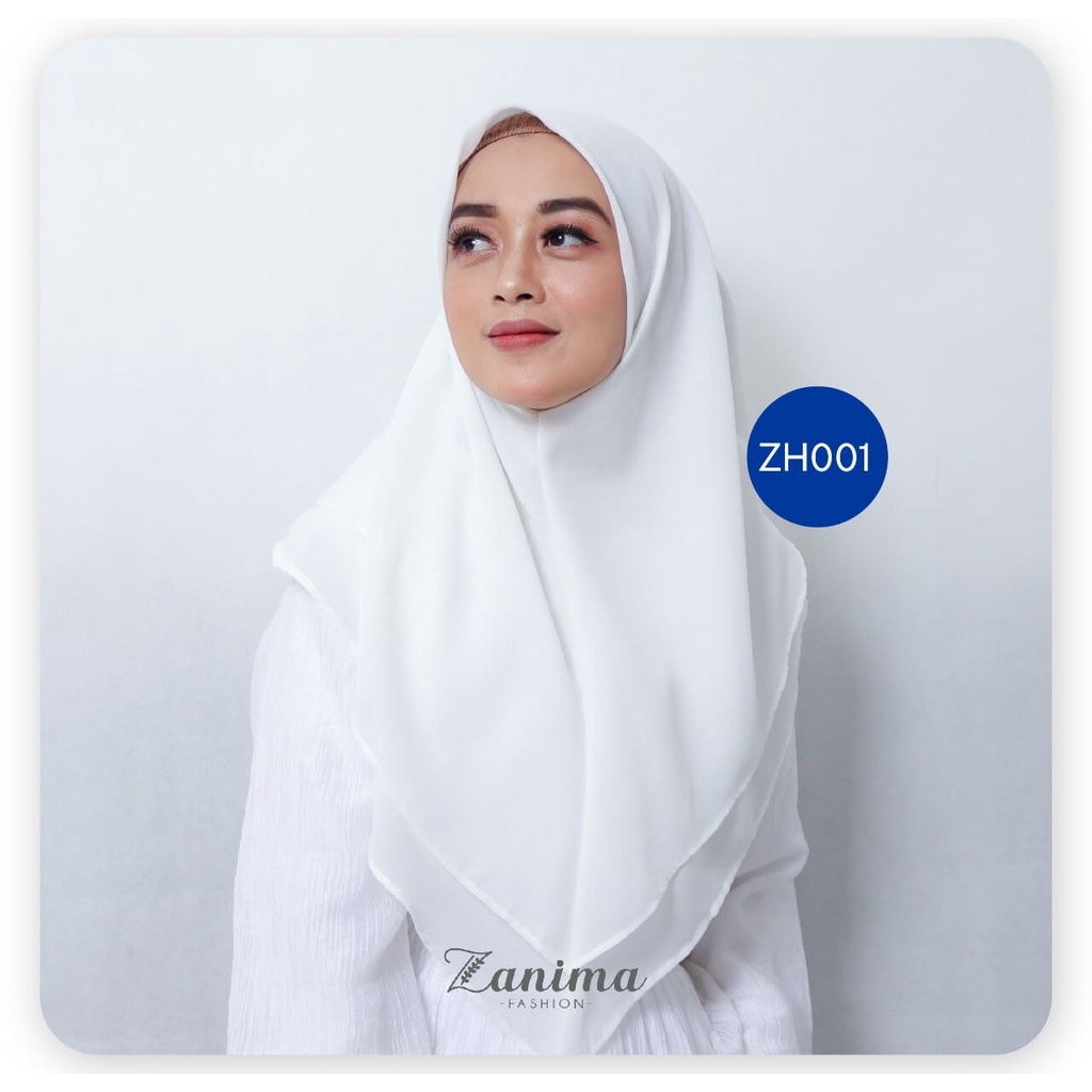 Jilbab Segi Empat Instan Double Layer Bahan Ceruti Babydoll - Zanima White