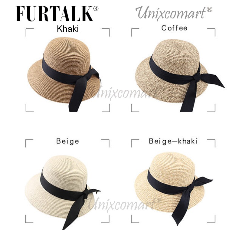 Furtalk SH020 Straw Hat Topi Pantai Rajut Panama Fedora Jerami