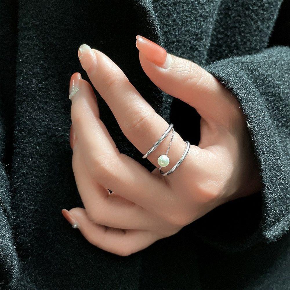 Needway Cincin Rantai One Piece Gadis Minimalis Fashion Match Adjustable Opening Ring Cincin Gaya Korea