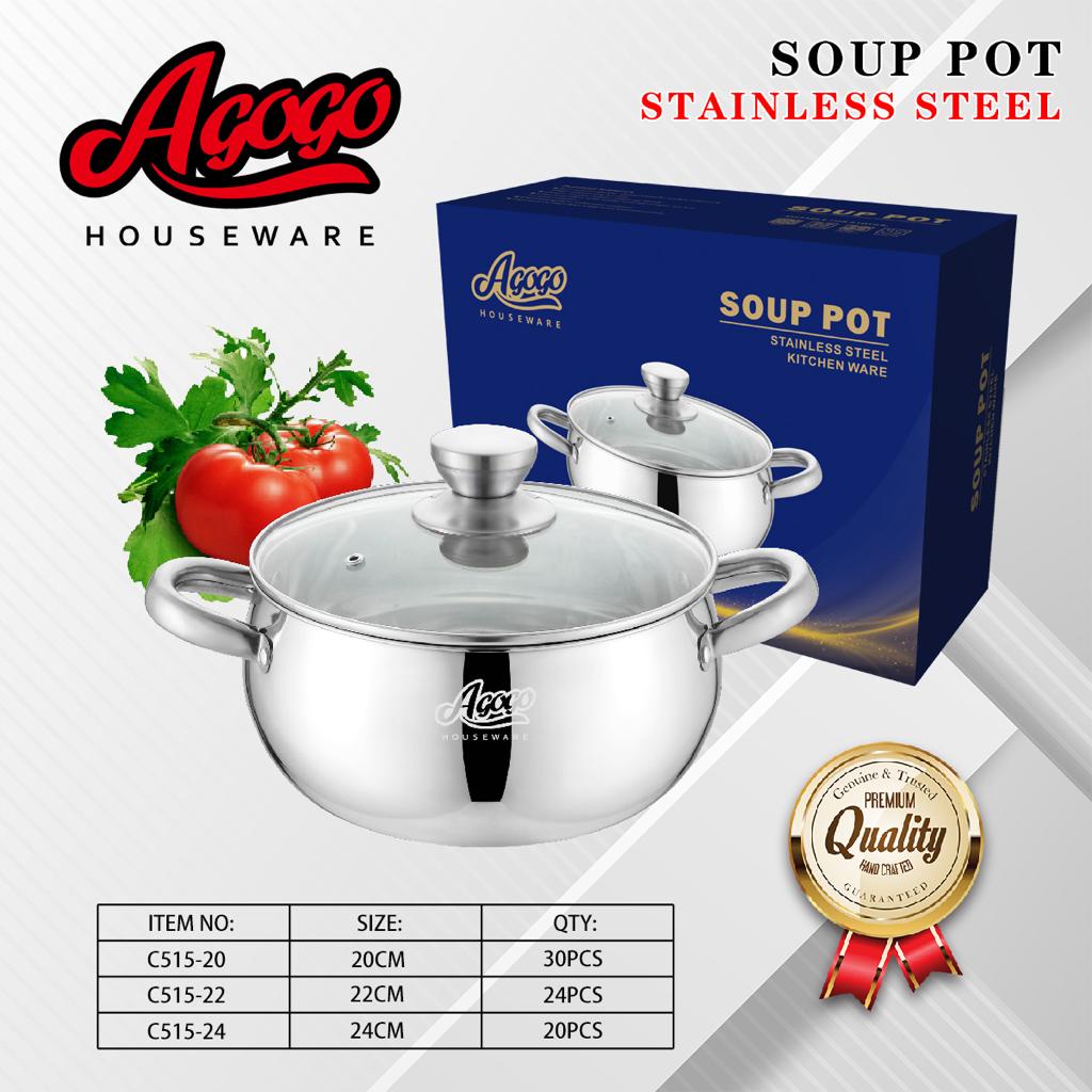 PANCI SOUP POT STAINLESS STEAMER TUTUP KACA