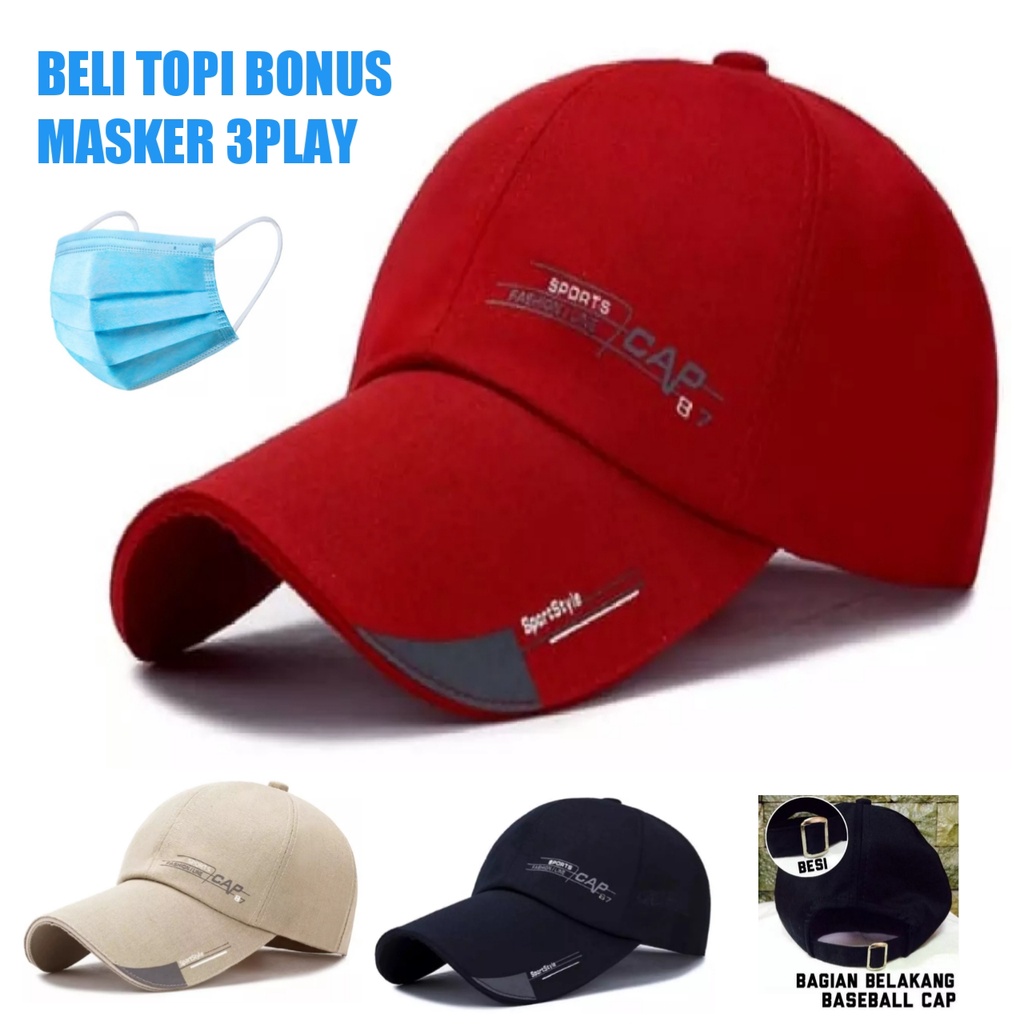 GRATIS ONGKIR BUNUS MASKER 3PLAY - TOPI DISTRO PRIA ORI SPORTSTYLE BASEBALL MODEL TERBARU KEREN KEKI