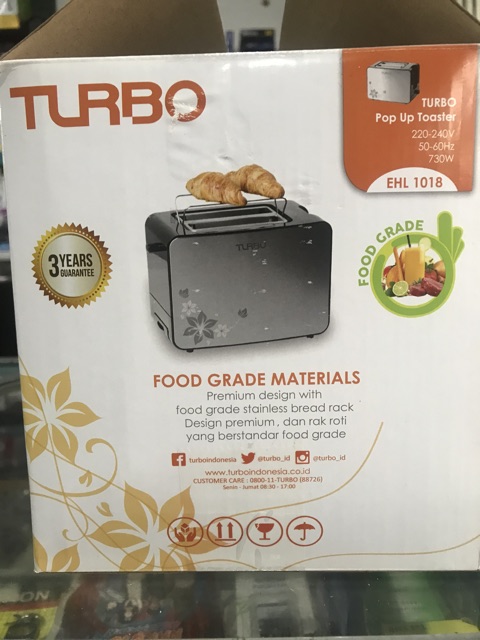 Pop Up Toaster Panggangan Roti Turbo 1018