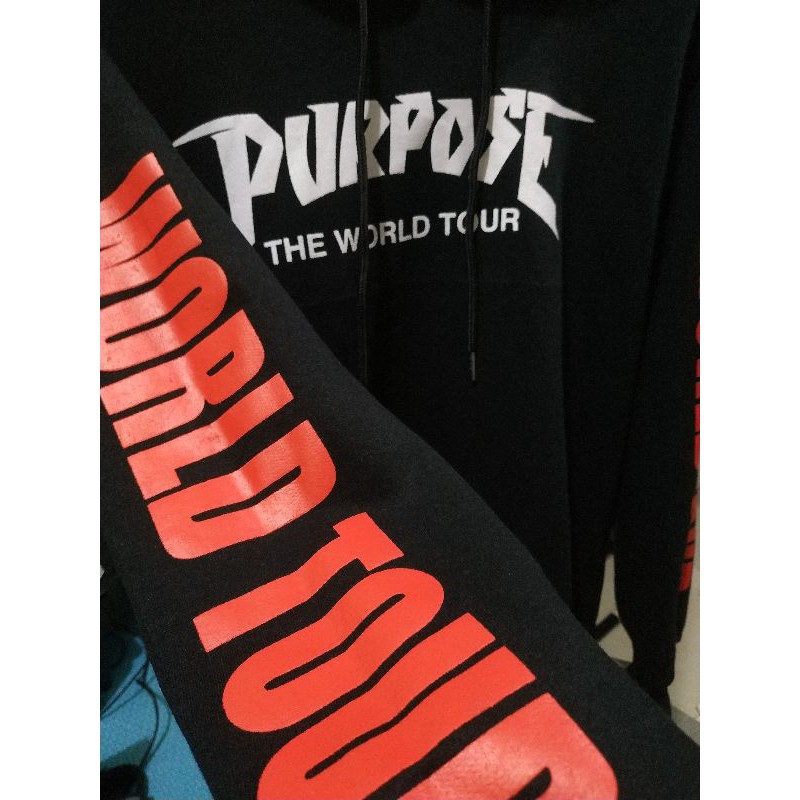 Hoodie H&amp;M Purpose Tour Hitam HnM Black Pria Cowok Wanita Free Paper Bag