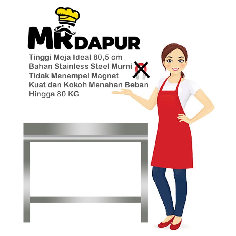 Meja Stainless Steel MrDapur MS 3 Dapur Kitchen