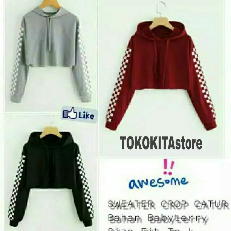 sweater crop catur sweater wanita seksi sweater cantik sweater korea sweater promo