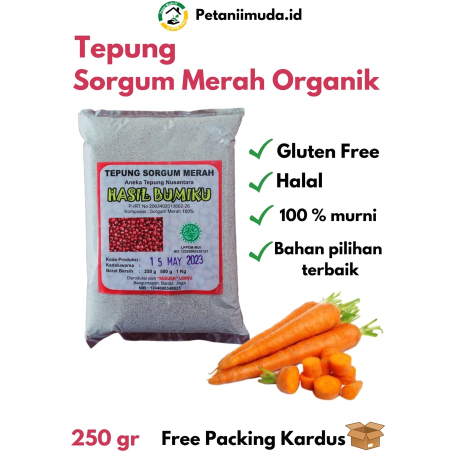 Tepung Sorgum Merah kemasan 250 GRAM/Tepung CANTEL kemasan 250 GRAM/Tepung Beras Sorgum Merah kemasa