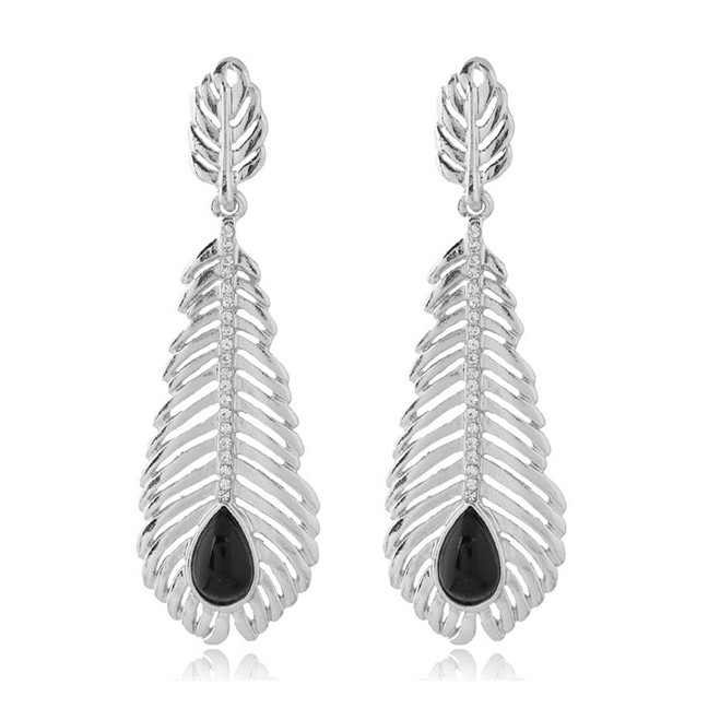 LRC Anting Tusuk Elegant Leaf Shape Design Pure Color