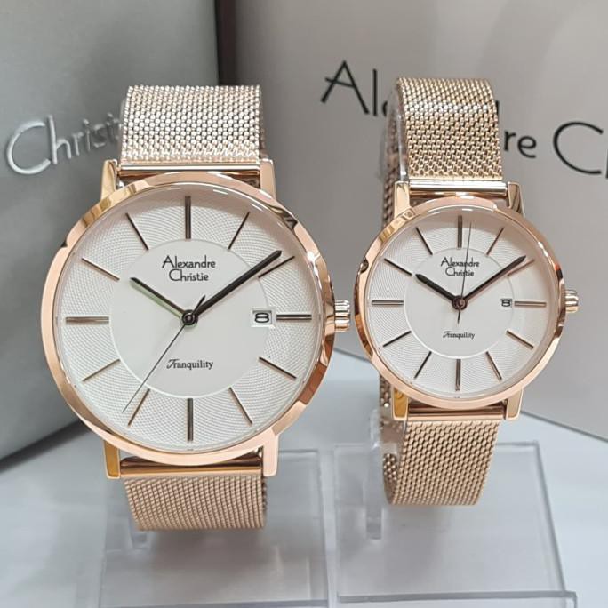 Jam Tangan Couple Alexandre Christie Ac 8628 Rosegold Original Mikayla.Outlet
