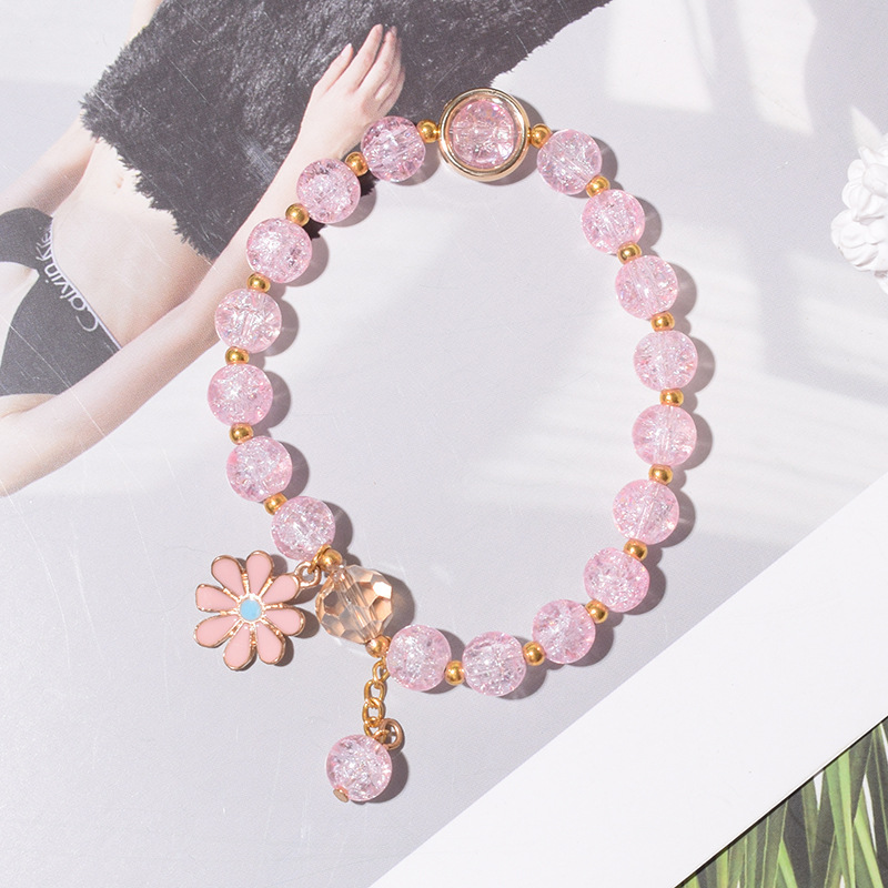 Korean Crystal Daisy Flower Tassel Bracelet Women Girl Bracelets Jewelry Accessories