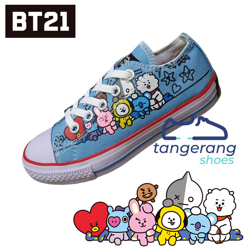 SEPATU ANAK PEREMPUAN SNEAKERS KARAKTER BTS USIA 4,5,6,7,8,9,10 TAHUN SEPATU ANAK SEKOLAH BT21