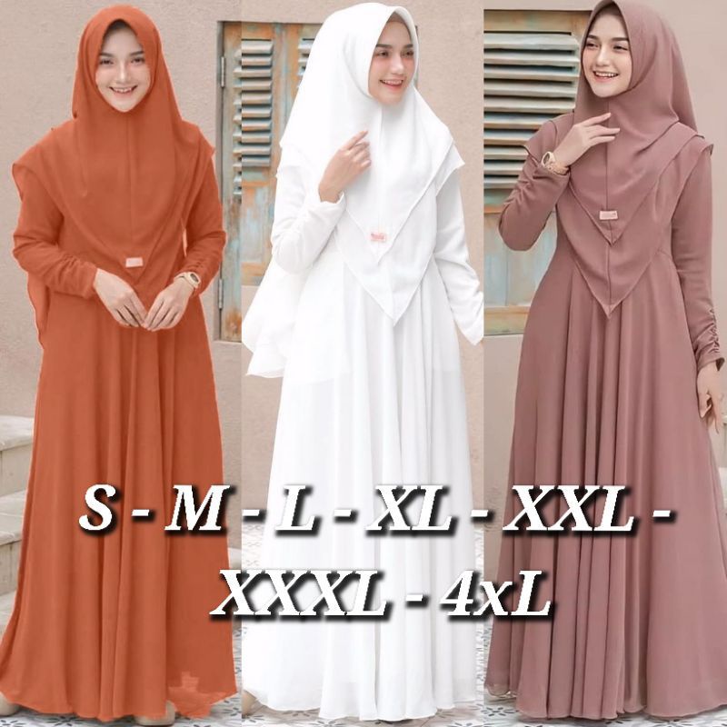 GAMIS SYARI SET JILBAB DUA LAYER SIZE M L XL XXL XXXL MAYRA SYARI BUSUI
