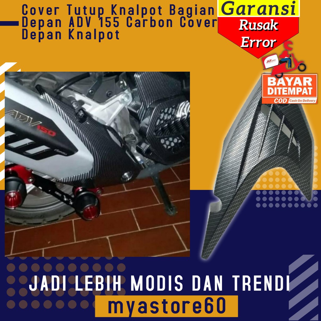 Cover Tutup Knalpot Bagian Depan ADV 155 Carbon Cover Tameng Depan Knalpot Aksesoris Honda ADV