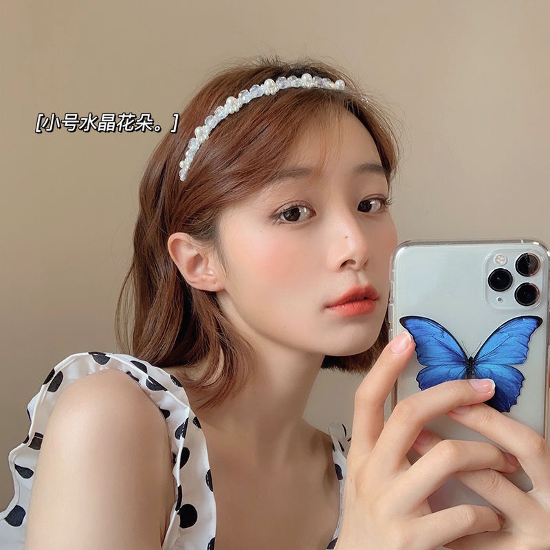 Pearl hair hoop retro Sen Department super fairy girl head hoop versatile go out press hairpin lady