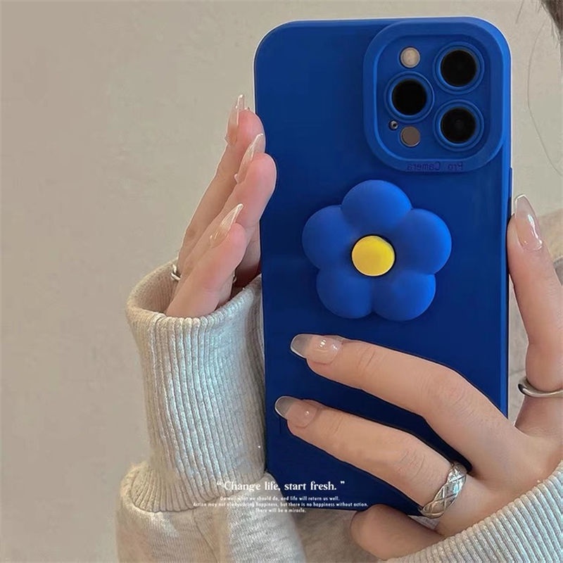 Case Motif Bunga Biru 3d Untuk IPhone