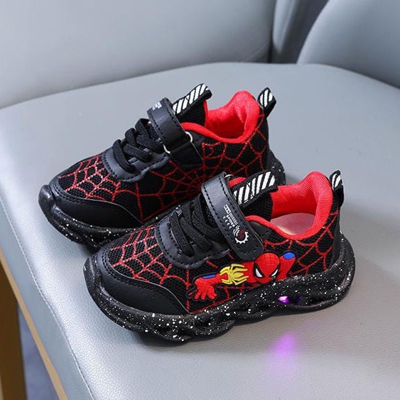 Spider5 With Led Sepatu Anak Import Size 21-35 Usia 1-8 Tahun