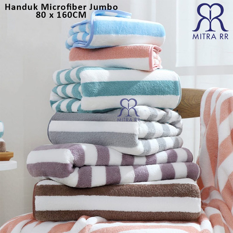 Handuk Mandi Microfiber Jumbo 80 x 160cm Handuk Dewasa Halus Jumbo Motif