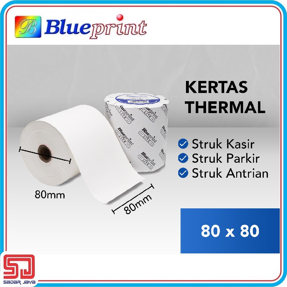 Blueprint Lite Paper Thermal 80 × 80mm Kertas Thermal Struk Nota Tiket Antrian Karcis Parkir PPOB