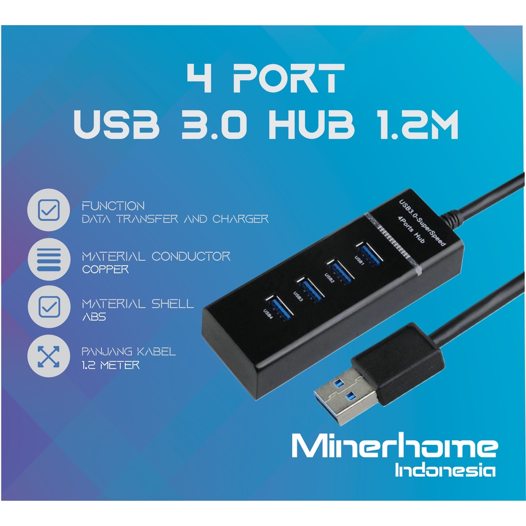 Port USB 3.0 High Speed HUB Adapter Kabel USB 3.0 1.2 Meter