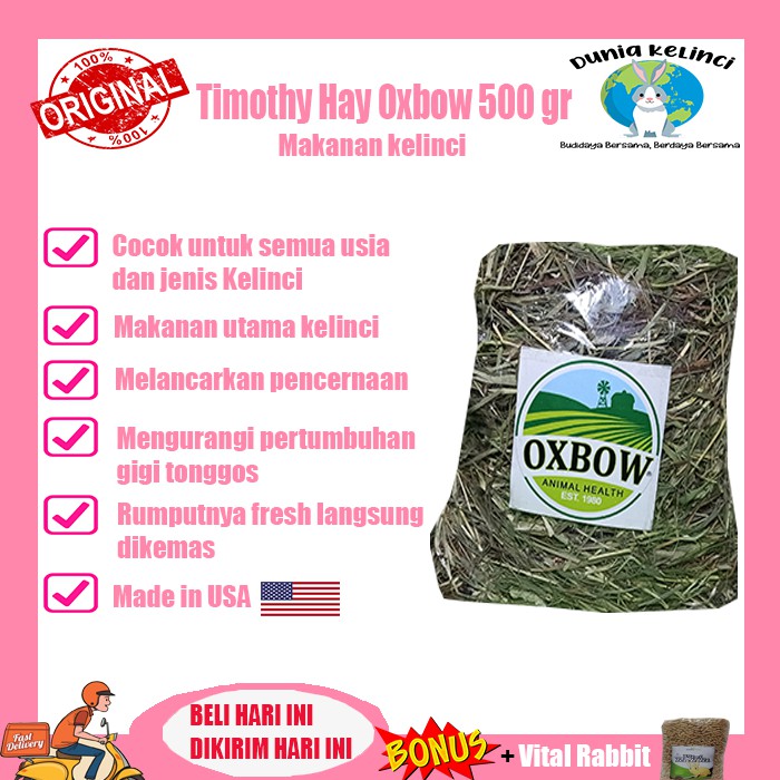 TIMOTHY HAY OXBOW 500 GR MAKANAN KELINCI GUINEA PIG MARMUT