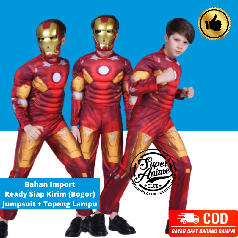 Kostum Iron Man Anak Impor Busa Otot Superhero Cosplay Ultah Import Costume Halloween Ulang Tahun