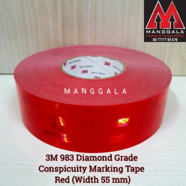 

Sticker Stiker Scotchlite Skotlet Reflective Reflector 3M 983 Diamond Grade Conspicuity Tape Red 50m