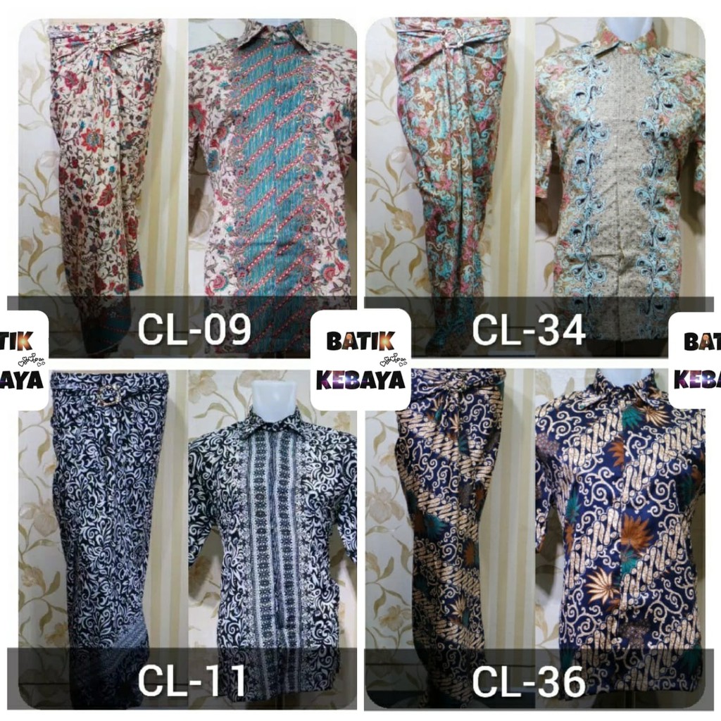 KEMEJA DAN ROK LILIT BATIK - SET COUPLE BATIK - BATIK KEBAYA COUPLE - BAJU KEMEJA BATIK - ROK BATIK