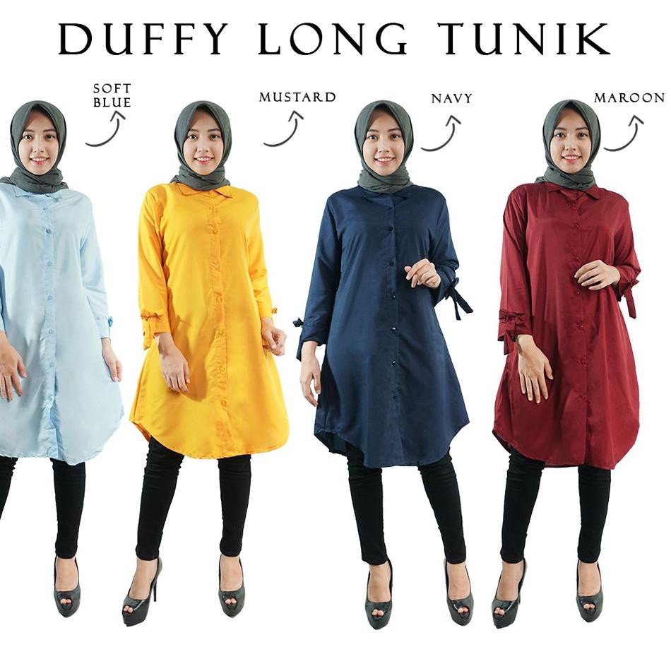 Rx Fashion Duffy Long Tunik Bahan Wolfis Ukuran All Size Fit L 1R