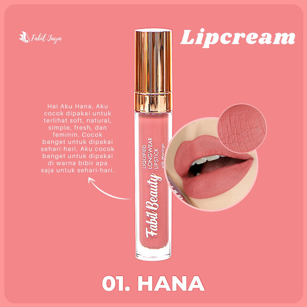 FABIL SKIN - LIPCREAM / FABIL BEAUTY LIPSTIK / PELEMBAB BIBIR FABIL BEAUTY LIPSTIK SHADE HANA