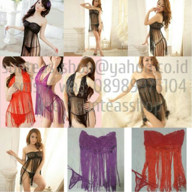 R204 Sexy tube dress lace tassels lingerie 8649 size M.