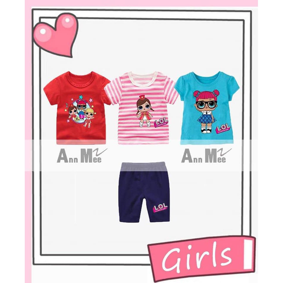 Baju Setelan Anak Cewek Impor LOL 3in1 ukuran 3-7tahun