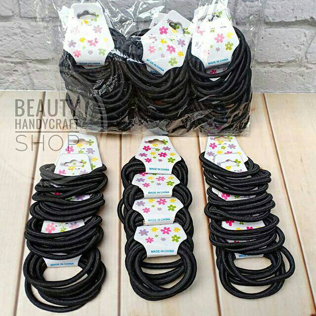 Ikat rambut hitam elastic tebal per pak bsr