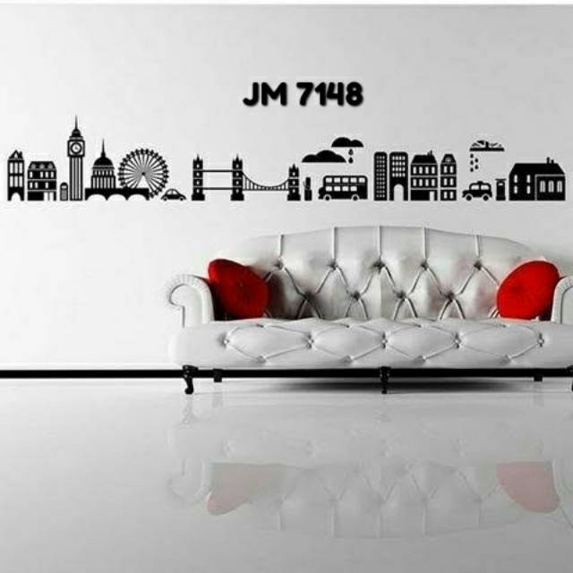 Wallsticker (sticker dinding) kota black London hitam City JM 7148