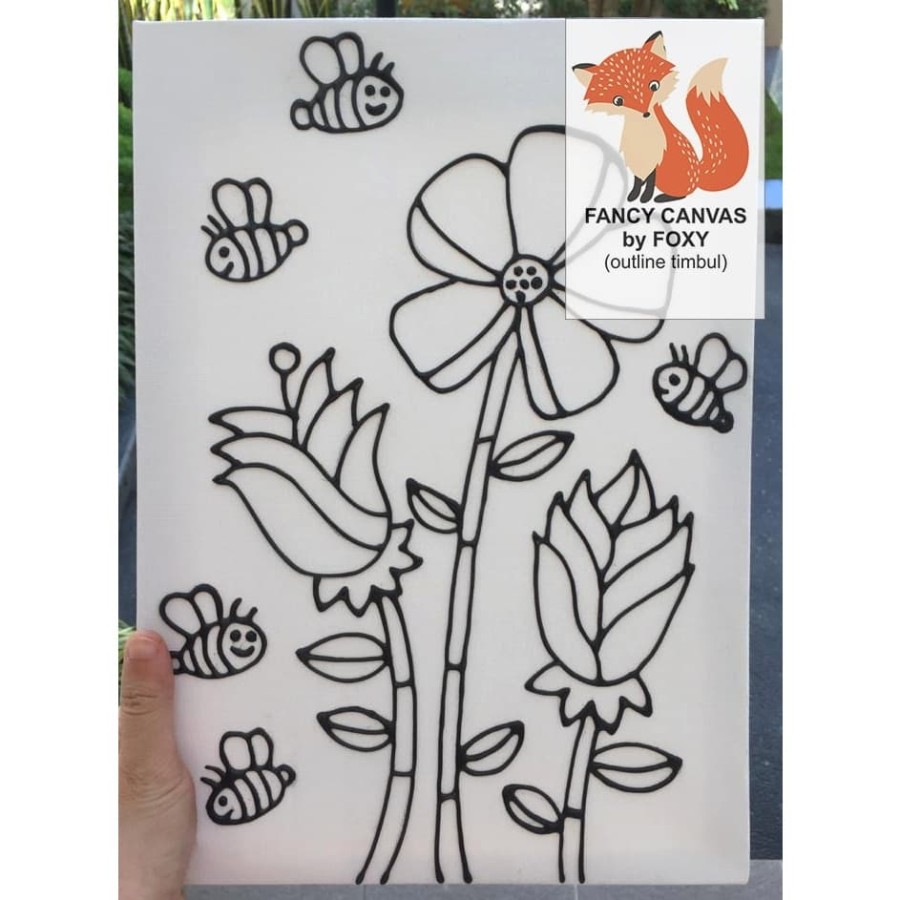 

STOK BARU KANVAS LUKIS ANAK OUTLINE TIMBUL GAMBAR - BUNGA FLOWER LEBAH PERALATAN MELUKIS ANAK